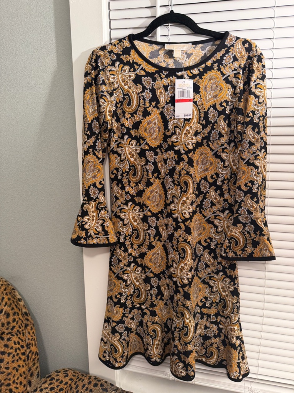 Michael Kors Black and Marigold Paisley Dress